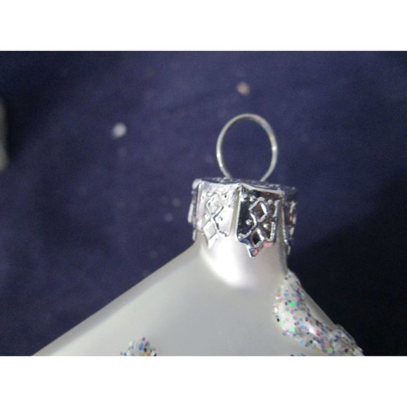 Silver Mercury Style Square Blown Glass Glitter Accent Ornaments A Set of Three - Picture 15 of 15